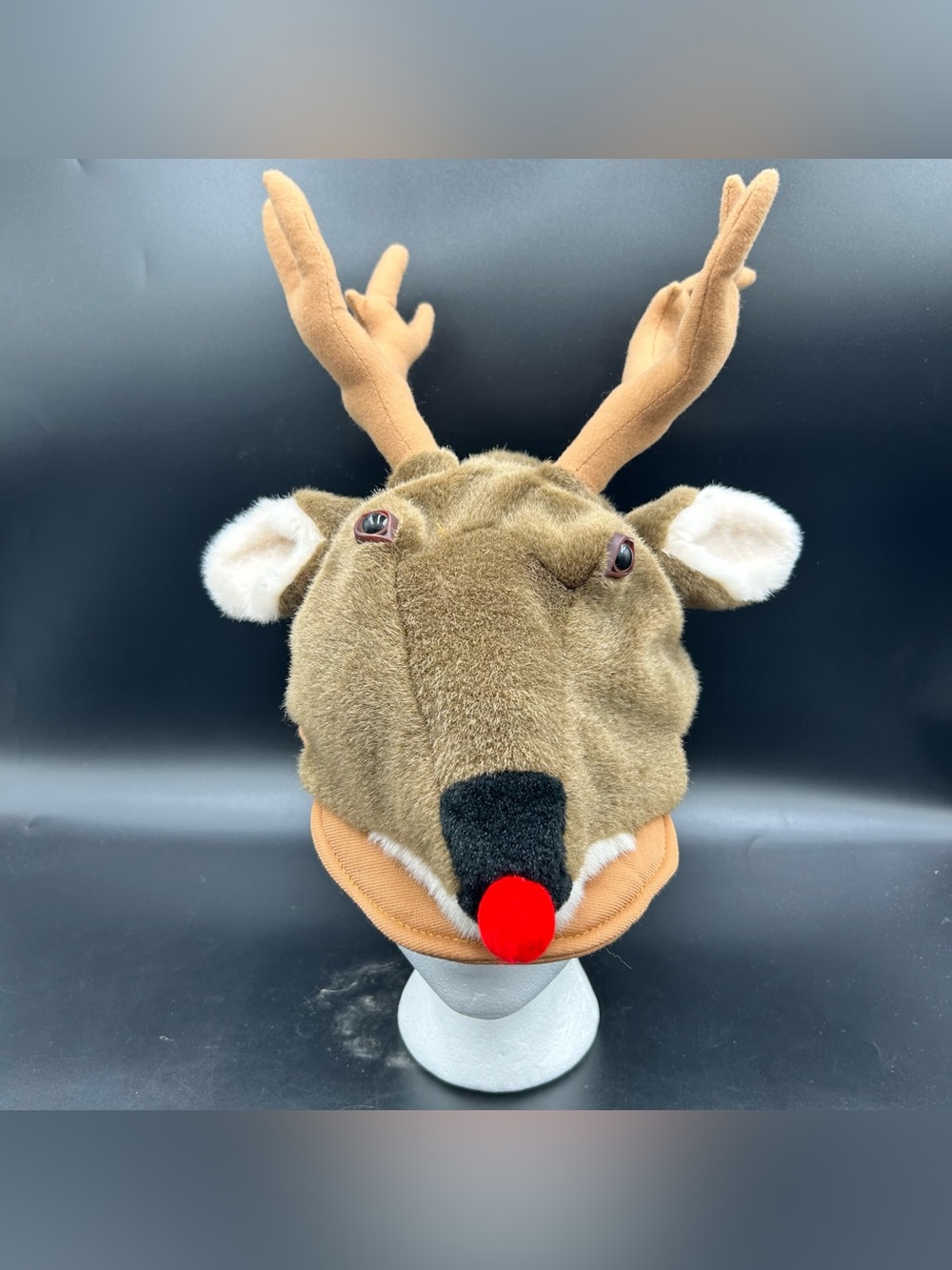 Rudolph Red Nose Reindeer Plush Hat Deer Antlers Christmas Costume Cosplay Fun